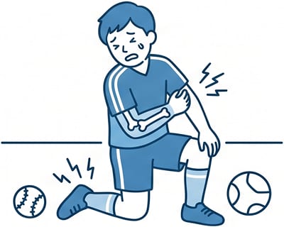 スポーツでのケガ・骨折のイラスト
